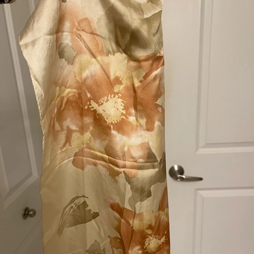 Lauren Ralph Lauren Floral Silk Scarf - Cream and Tan - Picture 4 of 5